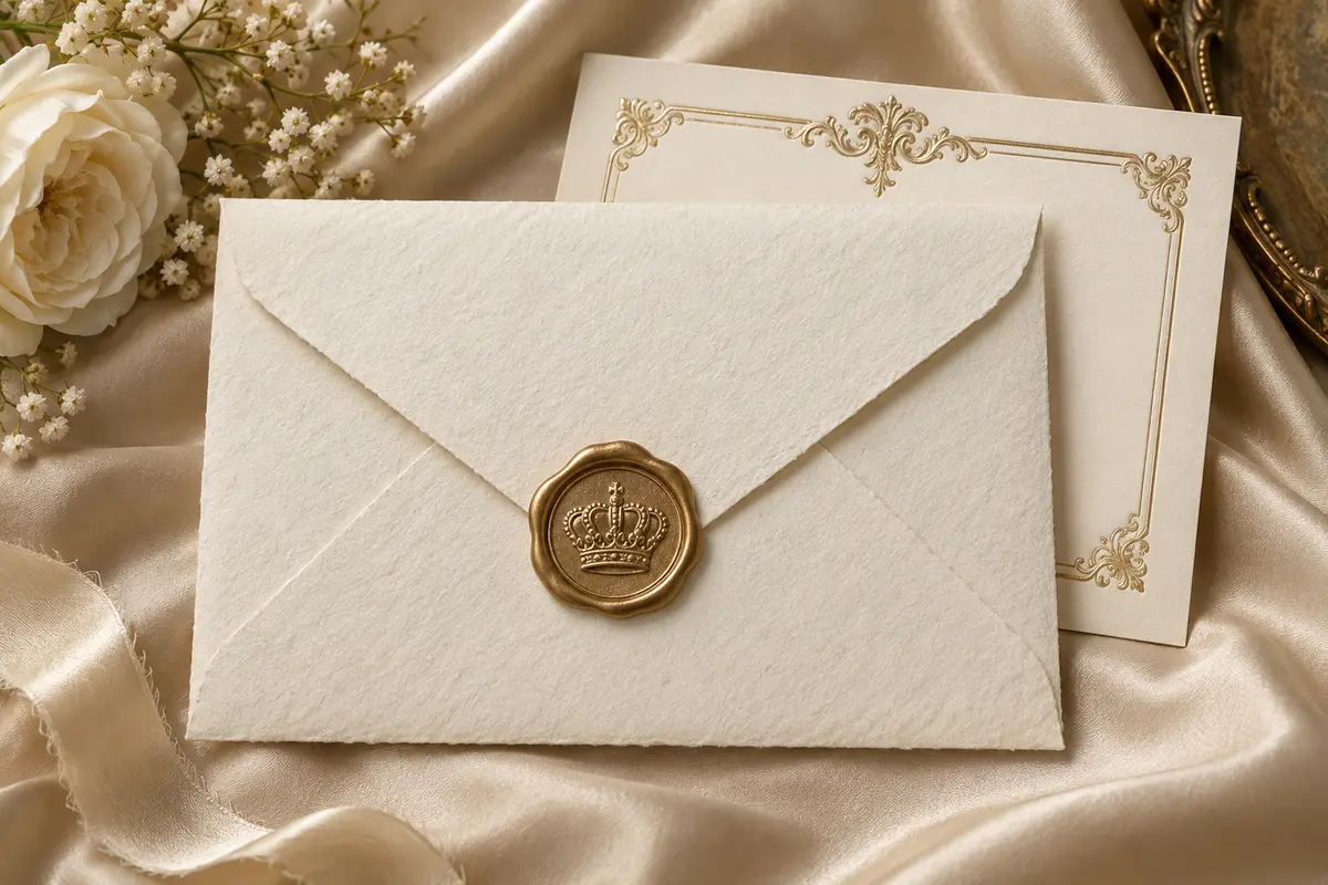 Champagne Regency envelope and wax seal