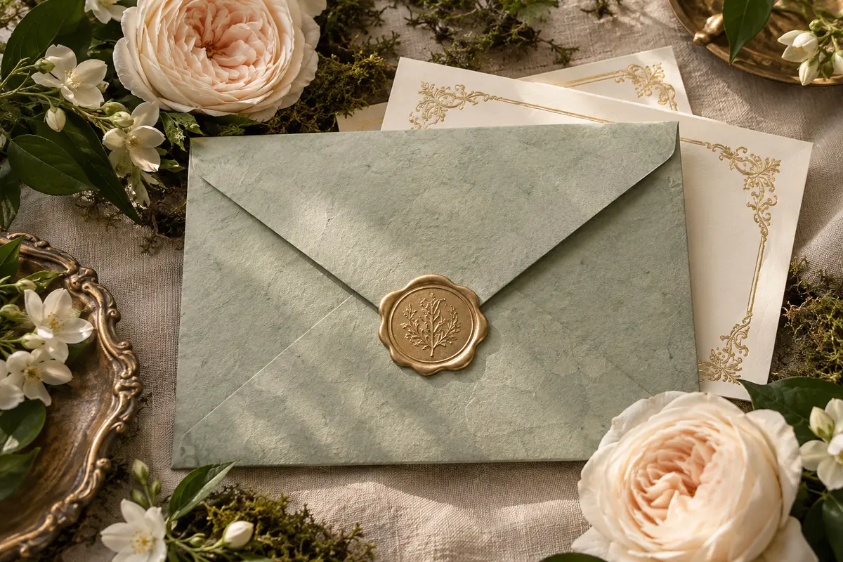 Regency Garden envelope and wax seal