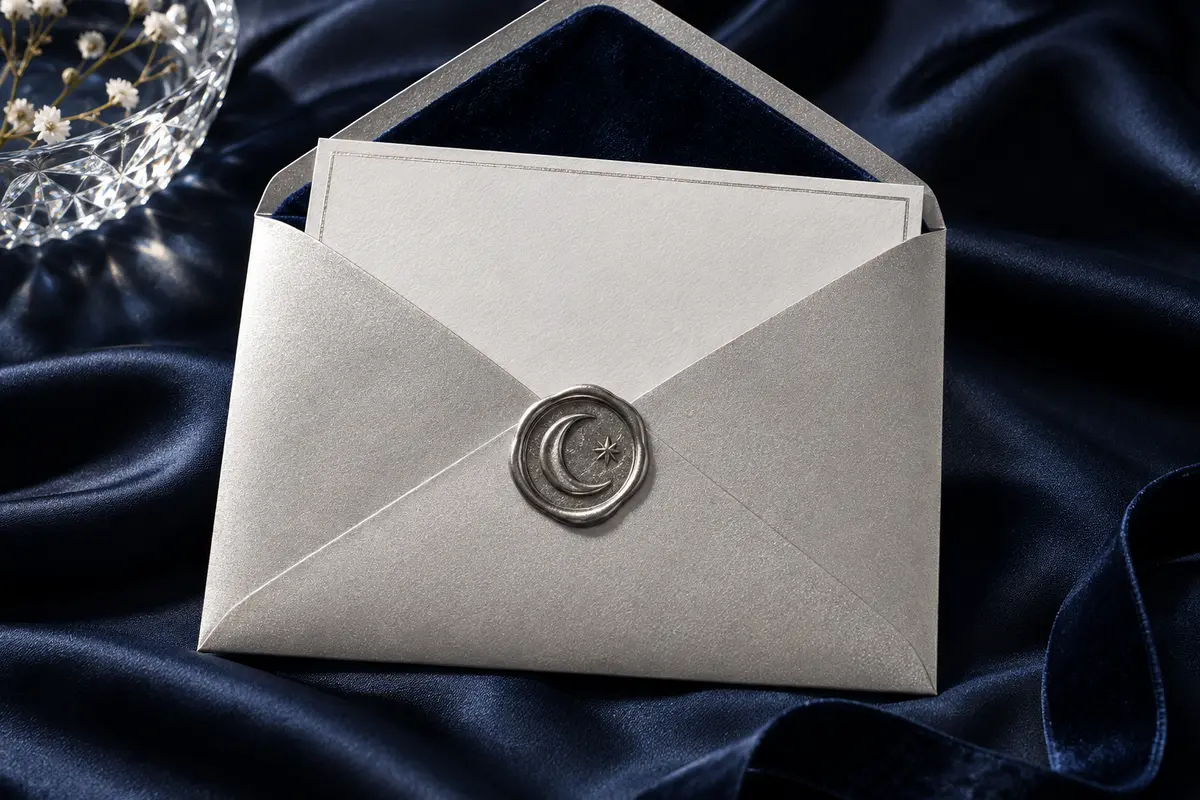 Silver Moonlight envelope and wax seal